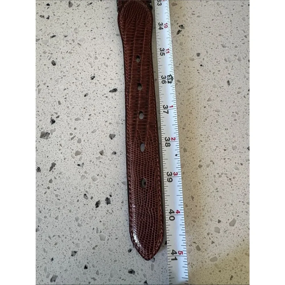 Brighton Vintage Brown and Black Woven Embossed Leather Men's Belt Size 38
